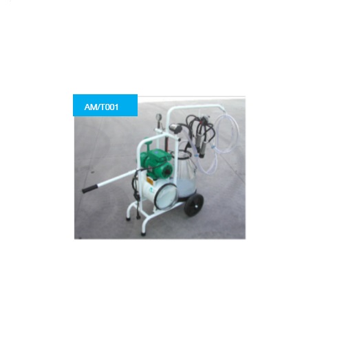 MILKING MACHINE WITH 1 MILKING UNIT - 1 CLEAR BUCKET - WITH VACCUM TANK
